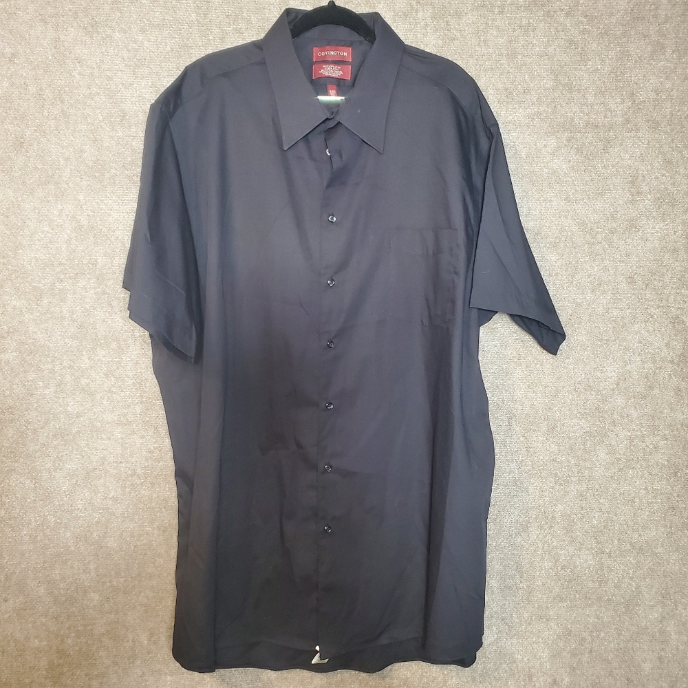 Covington Black Men's Pocket Dress Shirt Short Sleeve Medium 18-18.5 Wrinkle Fre
